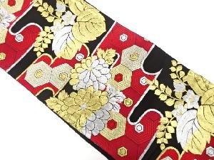 アンティーク　ヱ霞に菊・桐模様織り出し袋帯（着用可）